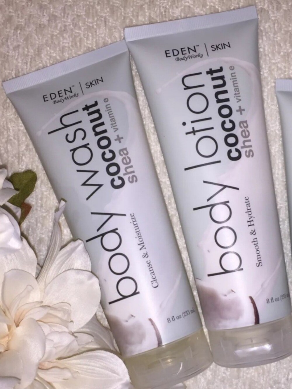 Coconut Shea Vitamin E Body Wash And Lotion Set Full Size - Eden Bodyworks  New
